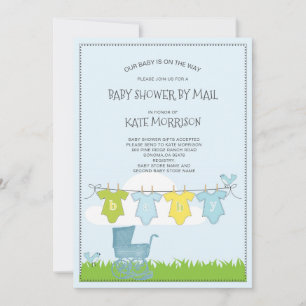 Cute Baby Shower Baby Bodysuit On Clothes Invitation