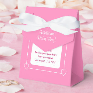 Cute Baby Shower Bible Verse Pink Party Favor Favor Boxes