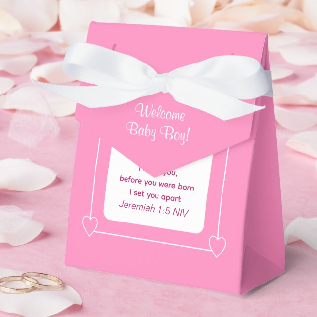 Cute Baby Shower Bible Verse Pink Party Favor Favor Boxes (Wedding)