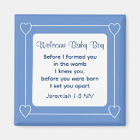 Cute Baby Shower Bible Verse Striped Blue Party