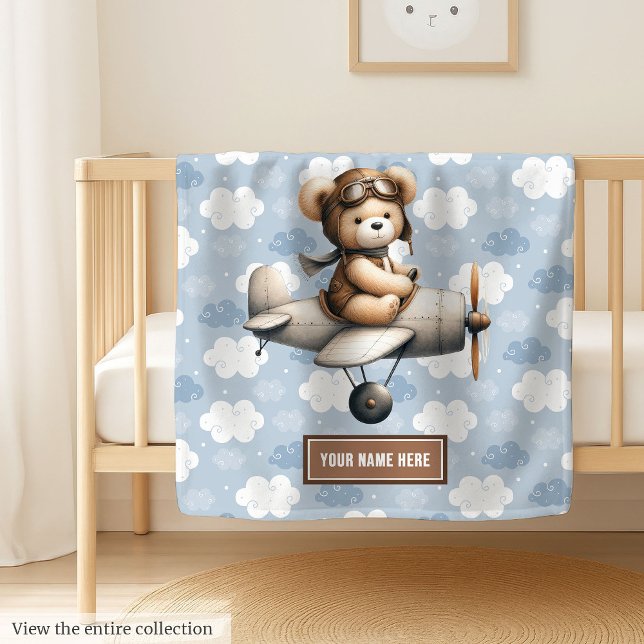 Cute Baby Shower Blanket Teddy Bear Pilot Design (Cute Baby Shower Blanket Teddy Bear Pilot Design)