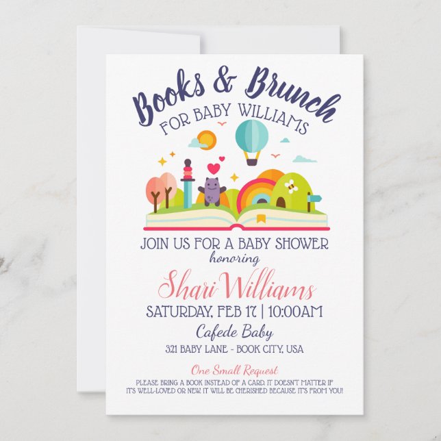 Cute baby shower book and brunch party Customize Invitation (Front)
