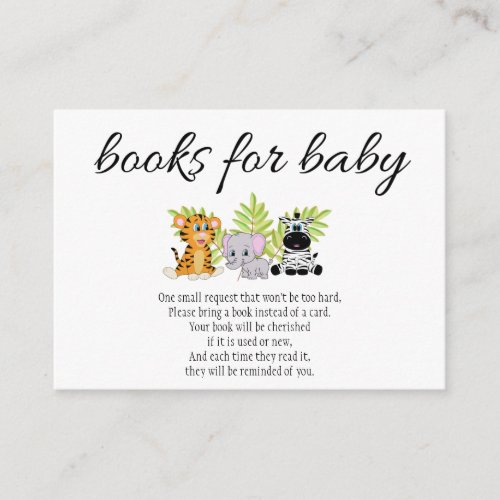 Cute Baby Shower Books for Baby Jungle Safari Enclosure Card