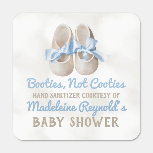 Cute Baby Shower Booties Not Cooties Blue Favor Hand Sanitizer Packet