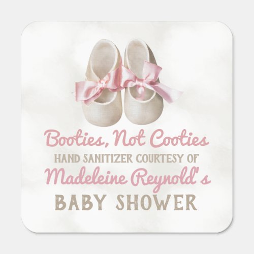 Cute Baby Shower Booties Not Cooties Pink Favor Hand Sanitizer Packet