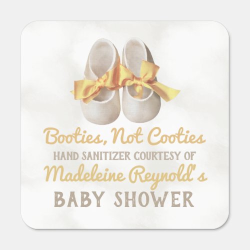 Cute Baby Shower Booties Not Cooties Yellow Favor Hand Sanitizer Packet