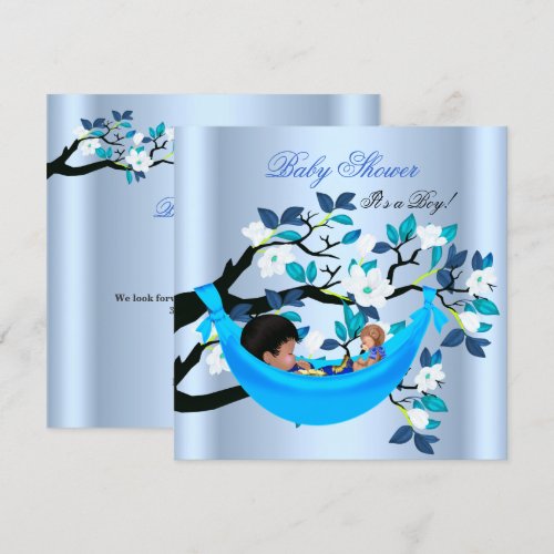 Cute Baby Shower Boy Baby Blue Hammock Announcement