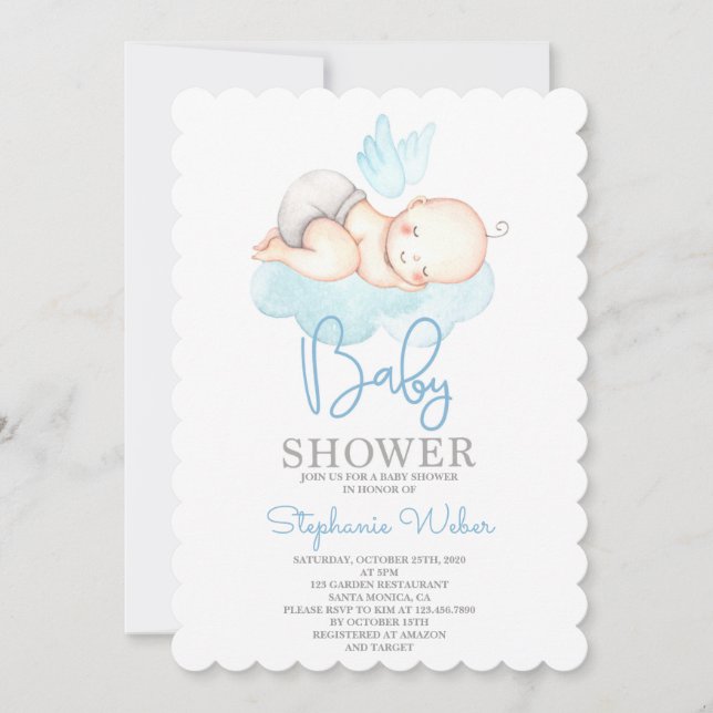 Cute Baby shower boy Invitation (Front)