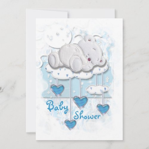 Cute baby shower boys bear invite