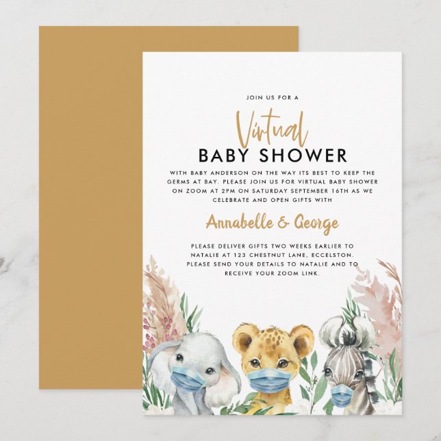 Cute baby shower by mail animal covid mask (Front/Back)