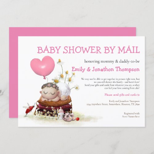 Cute Baby Shower By Mail  Ladybird Flowers Invitation