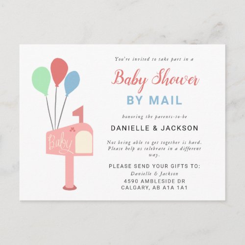 Cute Baby Shower by Mail Mailbox Balloons Covid Postcard