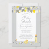 Cute Baby Shower By Mail Yellow Gray Modern Invitation (Front)