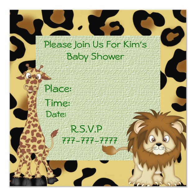 CUTE BABY SHOWER CHEETAH THEME Invitations