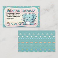Cute Baby Shower Elephant Diaper Raffle Ticket