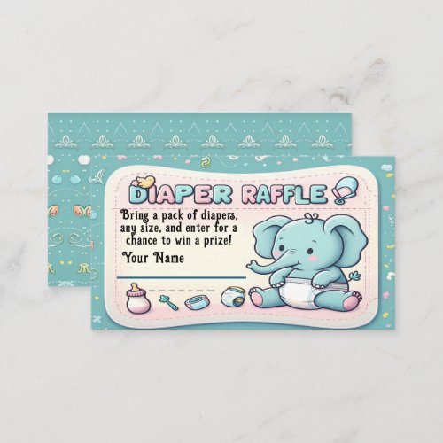 Cute Baby Shower Elephant Diaper Raffle Ticket