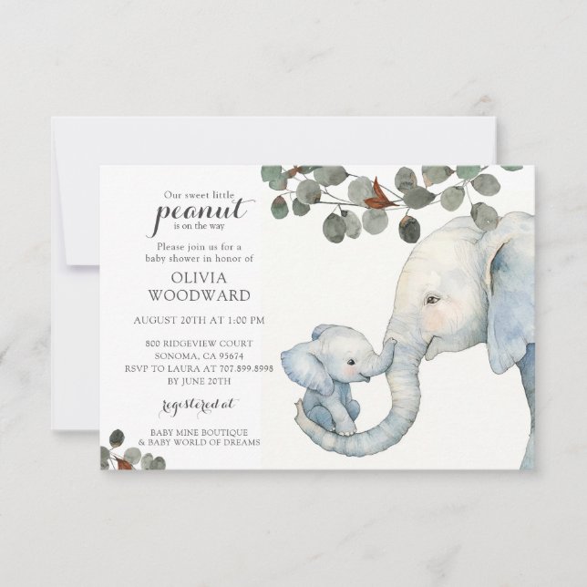 Cute Baby Shower Elephant Mom Baby Invitation (Front)