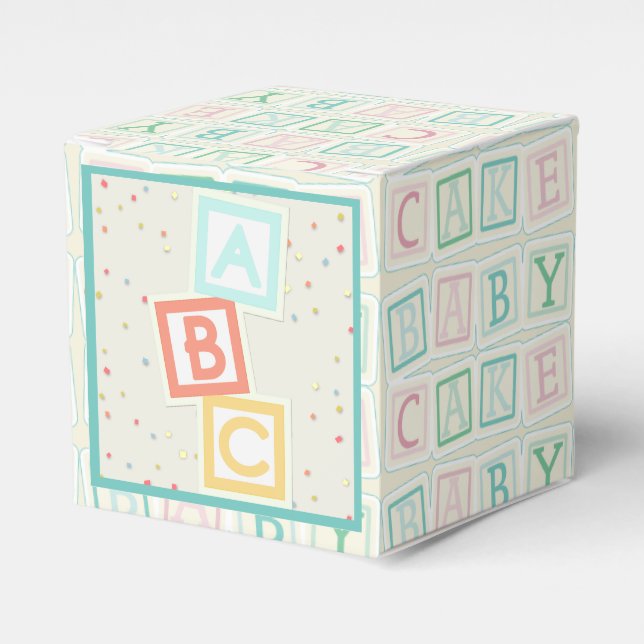 Cute Baby Shower Favor Box W/ABC Blocks (Front Side)