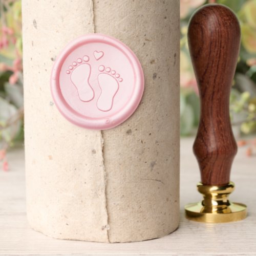 Cute Baby Shower Feet Newborn Footprints Hearts Wax Seal Stamp