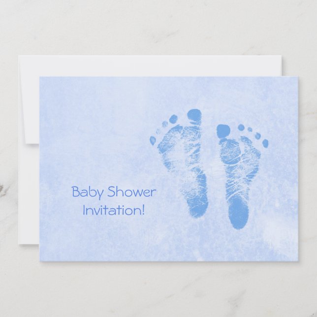 Cute Baby Shower For Boy Blue Baby Feet Invitation (Front)