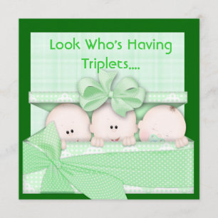 CUTE BABY SHOWER For TRIPLETS INVITATION