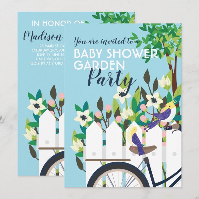 Cute Baby Shower Garden Party Floral Invitation (Front/Back)
