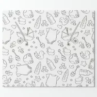 Cute baby shower gifts doodle black & white design wrapping paper