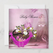 Cute Baby Shower Girl Baby Hot Pink Hammock Magica Invitation (Front)