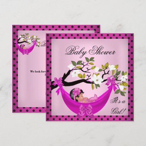 Cute Baby Shower Girl Baby Pink Hammock Invitations