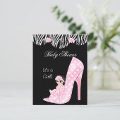 Cute Baby Shower Girl Pink Baby in Shoe Invitation (Standing Front)