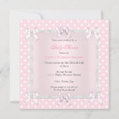 Cute Baby Shower Girl Pink Gray Blonde Invitation (Back)