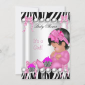 Cute Baby Shower Girl Pink Zebra cupcake Invitation (Front)