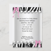 Cute Baby Shower Girl Pink Zebra cupcake Invitation (Back)