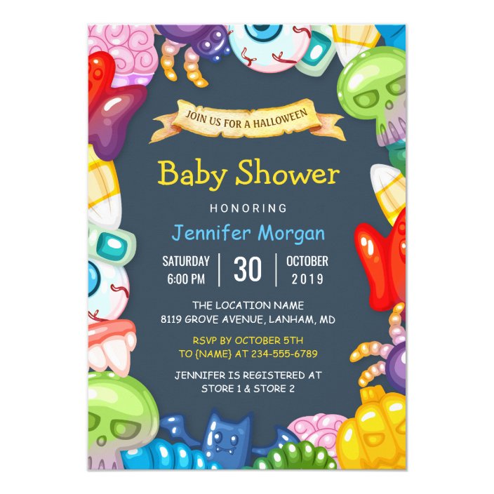 halloween themed baby shower invitations