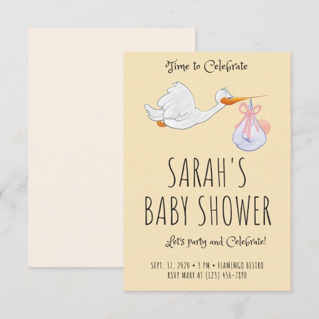 Cute Baby Shower Invitation Cards (Front/Back)
