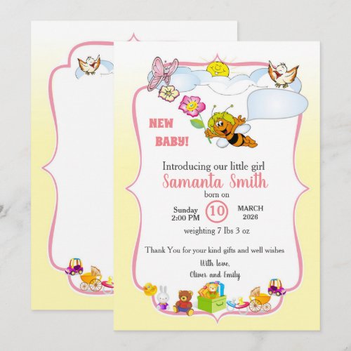 Cute Baby Shower Invitation for girl