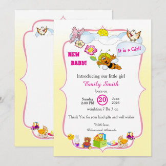 Cute Baby Shower Invitation for girl
