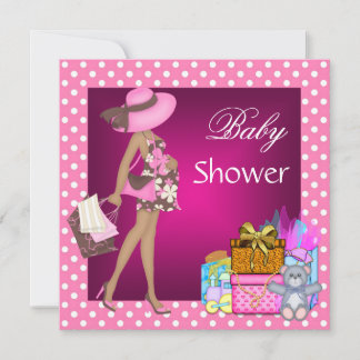 Cute Baby Shower Invitation Pink Spot Gifts Bear