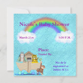 CUTE Baby Shower Invitation Rainbow & Clouds (Back)