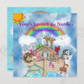 CUTE Baby Shower Invitation Rainbow & Clouds (Front/Back)