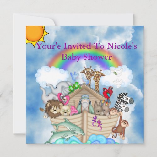 CUTE Baby Shower Invitation Rainbow  Clouds