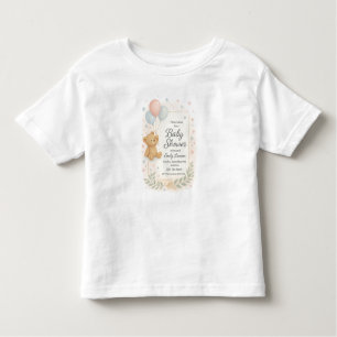 Cute Baby Shower Invitation – Teddy Bear & Balloon Toddler T-shirt