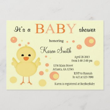Cute Baby Shower Invitations - Chick by FuzzyFeeling at Zazzle