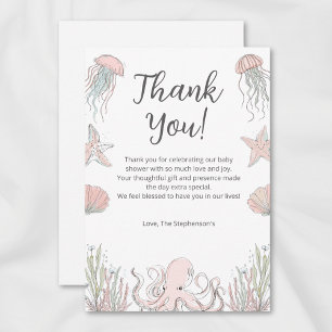 Cute Baby Shower Ocean Coastal Theme Thank You Card