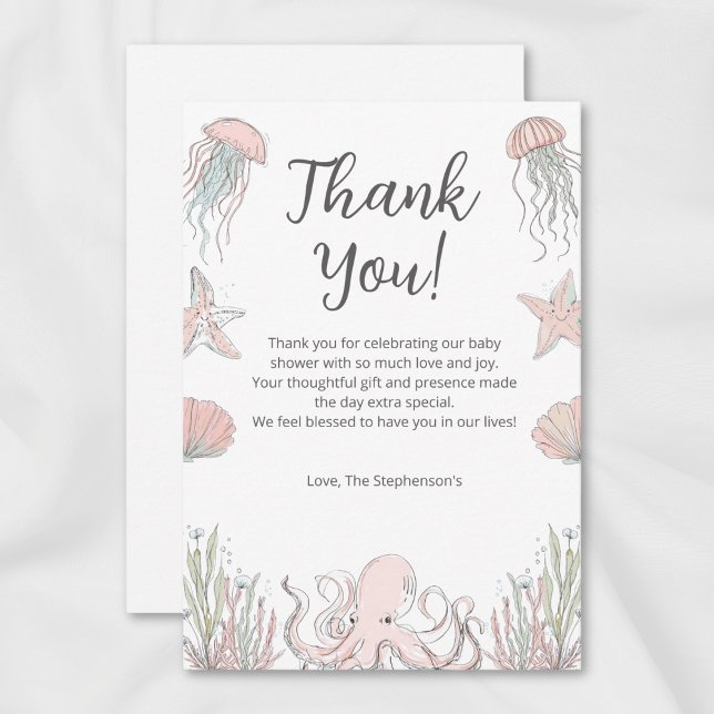 Cute Baby Shower Ocean Coastal Theme Thank You Card (Creator Uploaded)