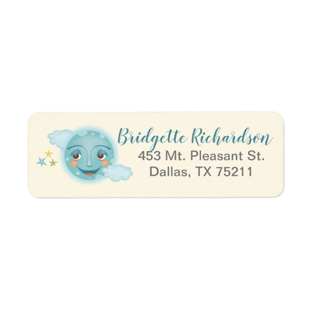 Cute Baby Shower Over the Moon Return Address Label (Front)