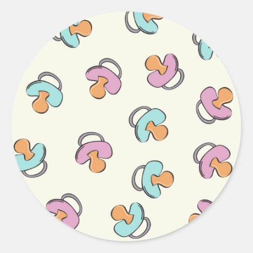 Cute Baby Shower Pacifier Gender Reveal Classic Round Sticker