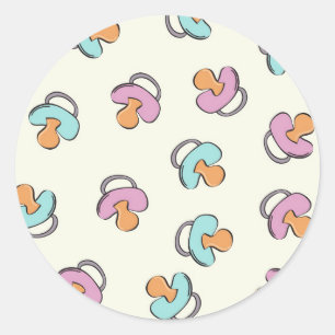 Cute Baby Shower Pacifier Gender Reveal Classic Round Sticker