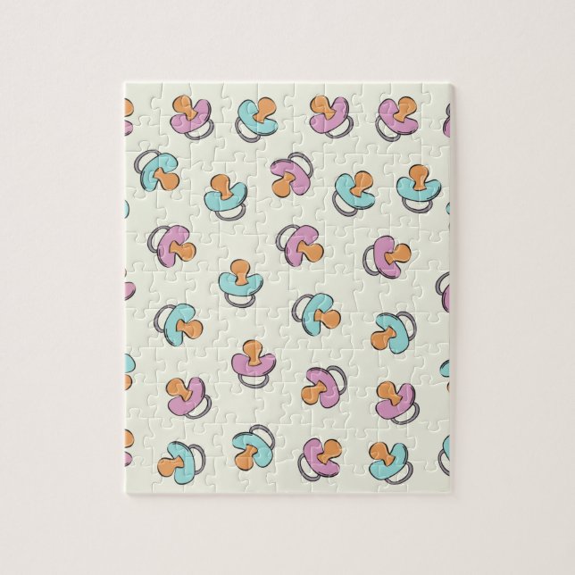 Cute Baby Shower Pacifier Gender Reveal Jigsaw Puzzle (Vertical)
