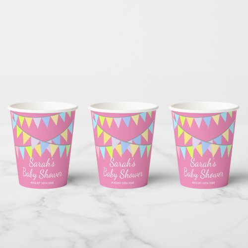 Cute baby shower party cups with custom kids name